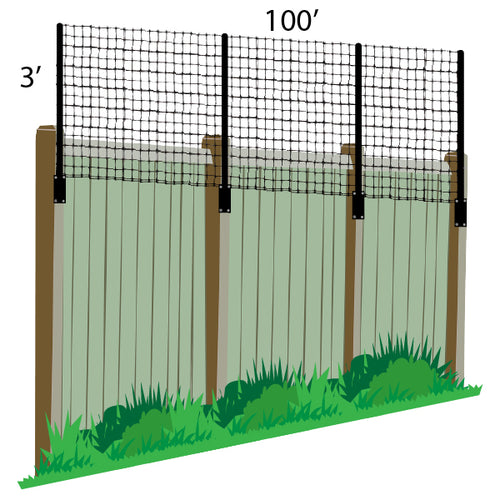 3' x 100' Poly Extension Kit For Existing Fence (Wood/PVC/Metal)